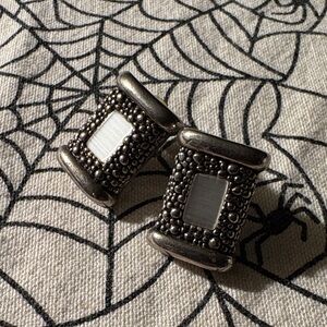 Silver Beaded looks like mother of pearl. Earrings.